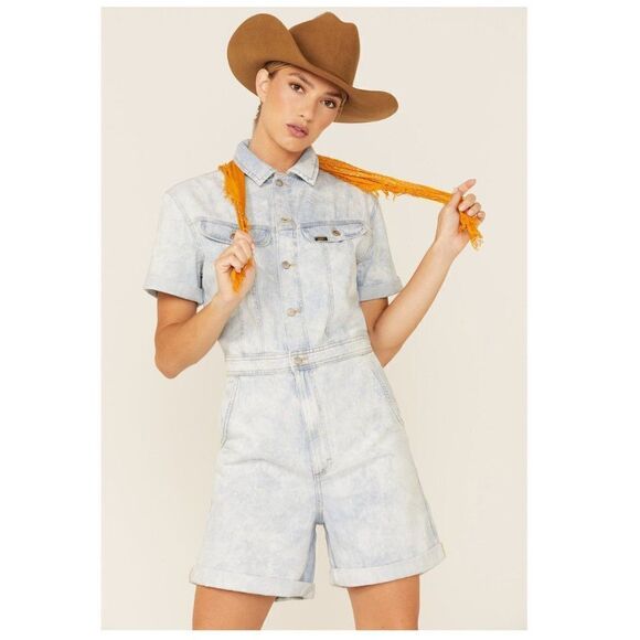 Lee Unionall Romper Womens XS Acid Wash Light Blue Vintage Modern 3535185 - Picture 1 of 7
